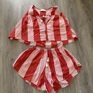 Faithful the brand Small/Medium White Striped Two-Piece Set